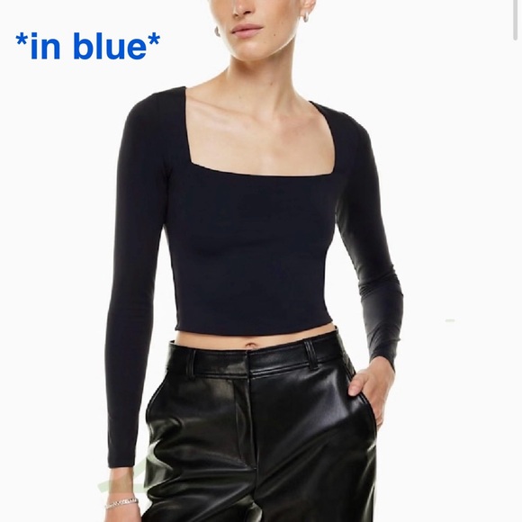 S - Aritzia Contour Square Neck Long Sleeve Top in Fidelity Blue - Picture 7 of 7